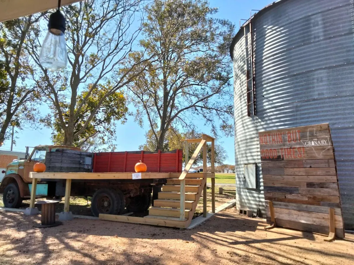 The Granary grain silo at the Jarrell, TX Food truck park.